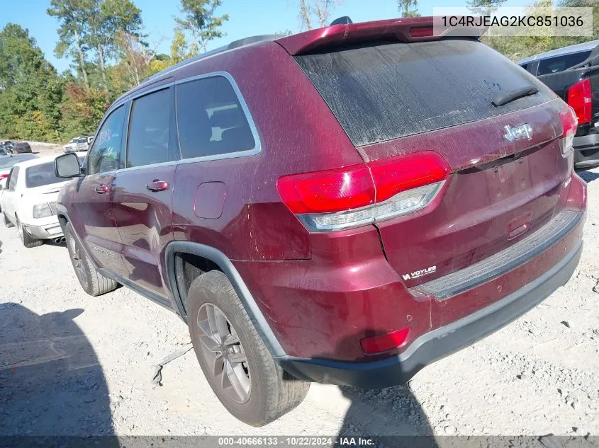 2019 Jeep Grand Cherokee Laredo E 4X2 VIN: 1C4RJEAG2KC851036 Lot: 40666133