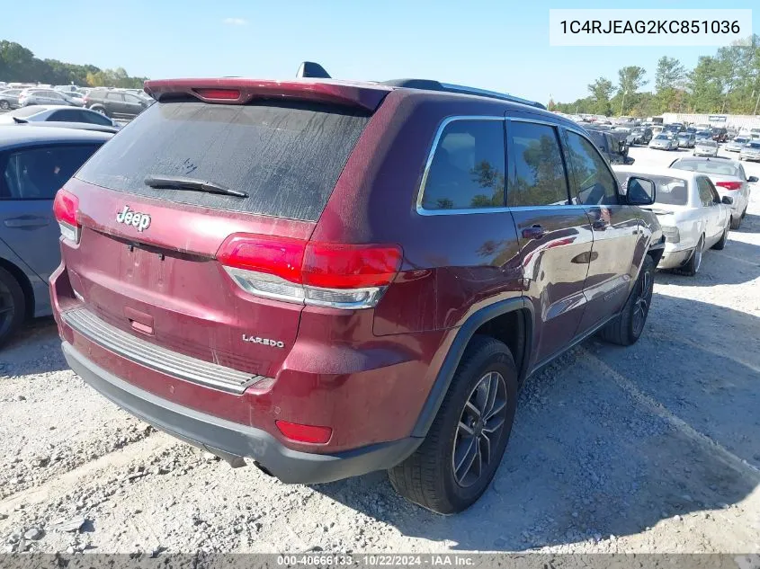 2019 Jeep Grand Cherokee Laredo E 4X2 VIN: 1C4RJEAG2KC851036 Lot: 40666133