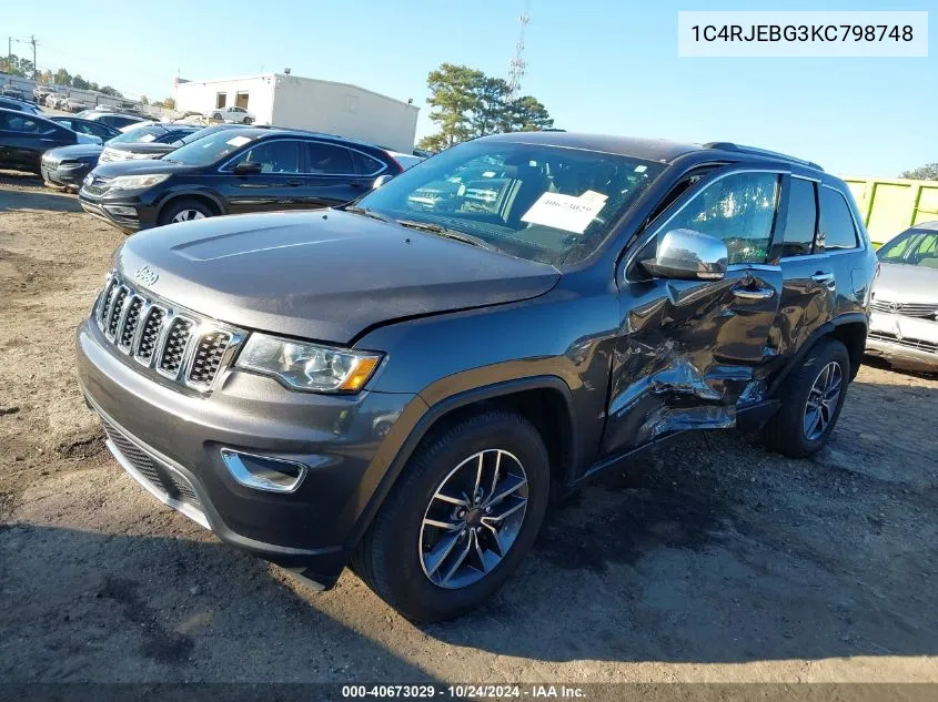 2019 Jeep Grand Cherokee Limited 4X2 VIN: 1C4RJEBG3KC798748 Lot: 40673029