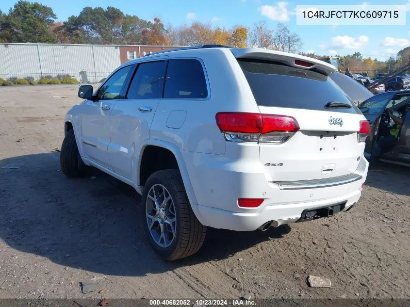 2019 Jeep Grand Cherokee Overland 4X4 VIN: 1C4RJFCT7KC609715 Lot: 40682052