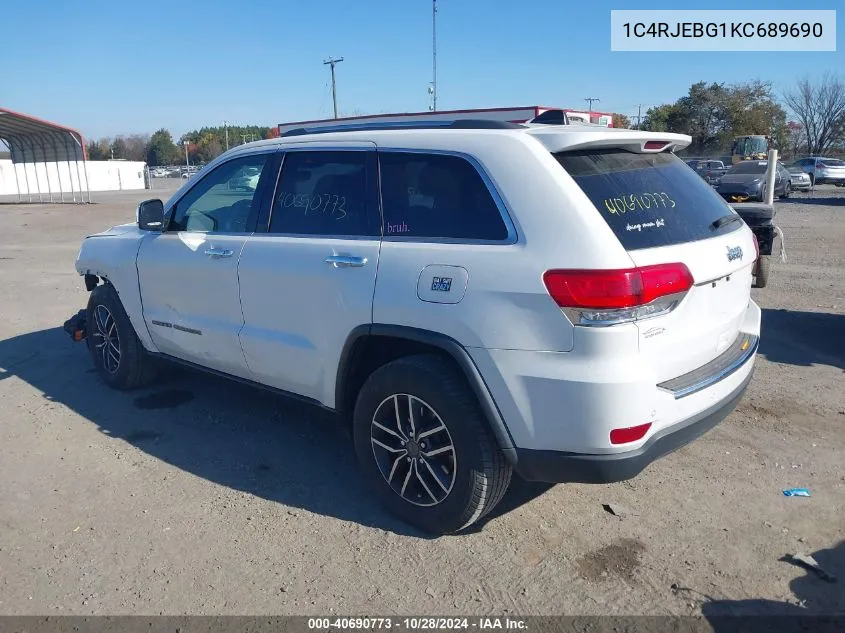 2019 Jeep Grand Cherokee Limited 4X2 VIN: 1C4RJEBG1KC689690 Lot: 40690773