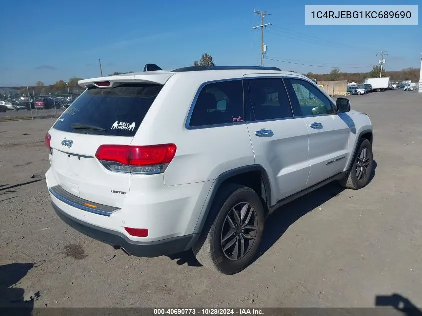 2019 Jeep Grand Cherokee Limited 4X2 VIN: 1C4RJEBG1KC689690 Lot: 40690773