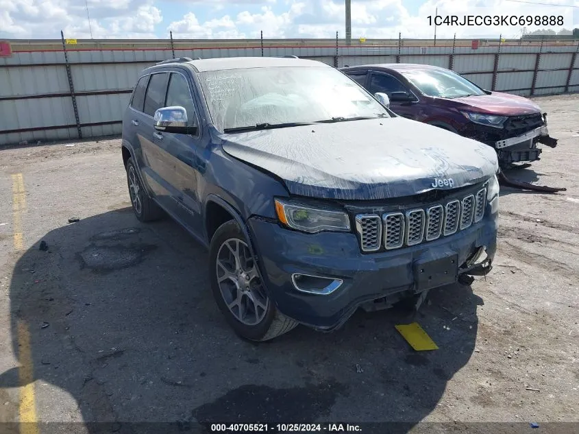 2019 Jeep Grand Cherokee Overland VIN: 1C4RJECG3KC698888 Lot: 40705521