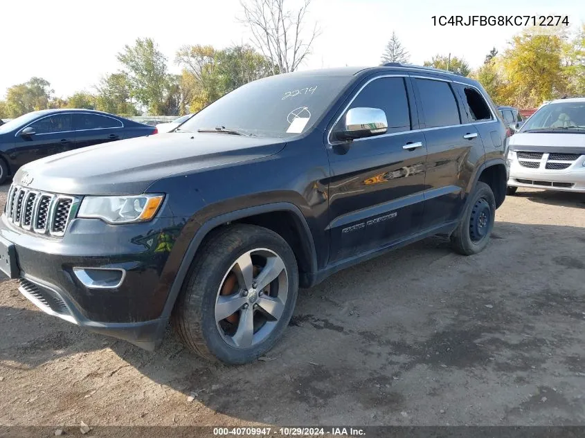 2019 Jeep Grand Cherokee Limited 4X4 VIN: 1C4RJFBG8KC712274 Lot: 40709947