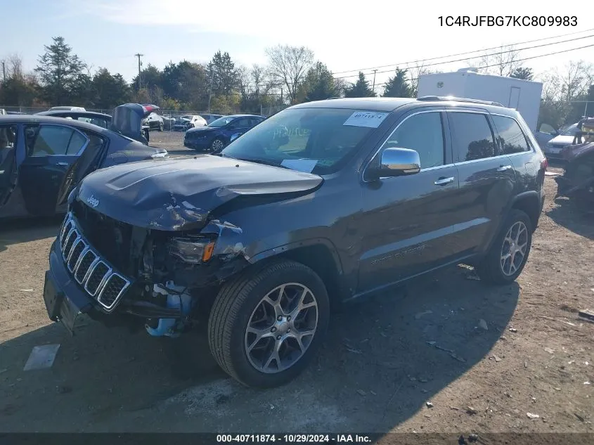 2019 Jeep Grand Cherokee Limited 4X4 VIN: 1C4RJFBG7KC809983 Lot: 40711874