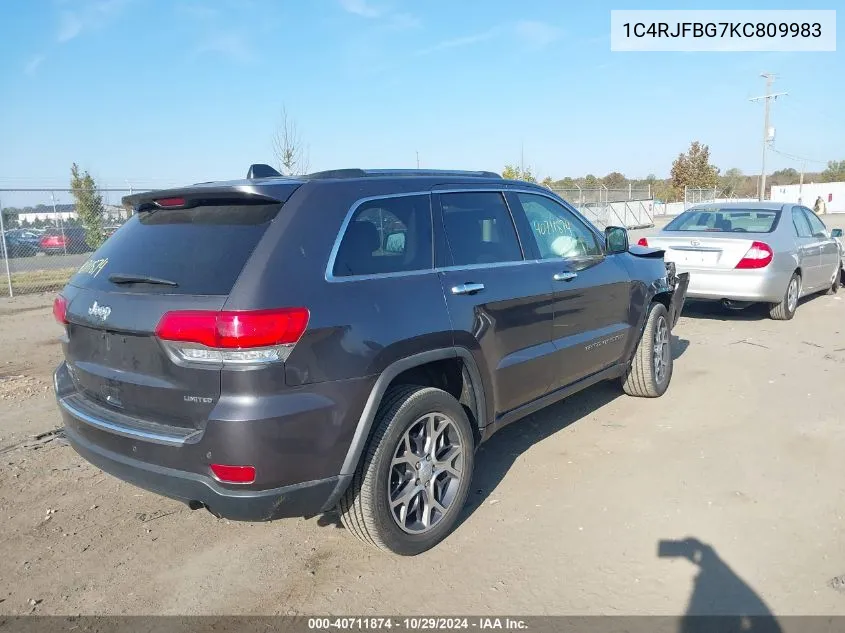 2019 Jeep Grand Cherokee Limited 4X4 VIN: 1C4RJFBG7KC809983 Lot: 40711874