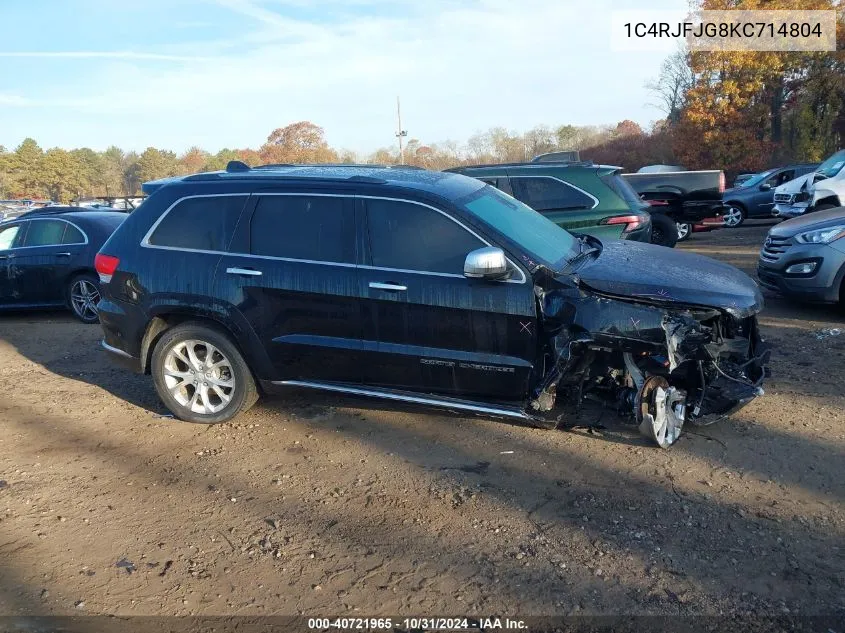 2019 Jeep Grand Cherokee Summit 4X4 VIN: 1C4RJFJG8KC714804 Lot: 40721965