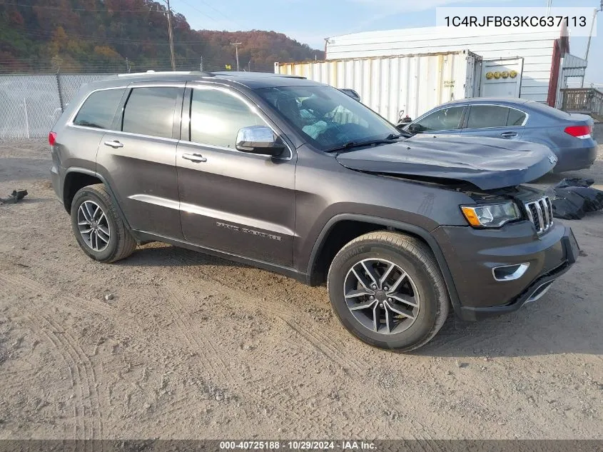 2019 Jeep Grand Cherokee Limited 4X4 VIN: 1C4RJFBG3KC637113 Lot: 40725188