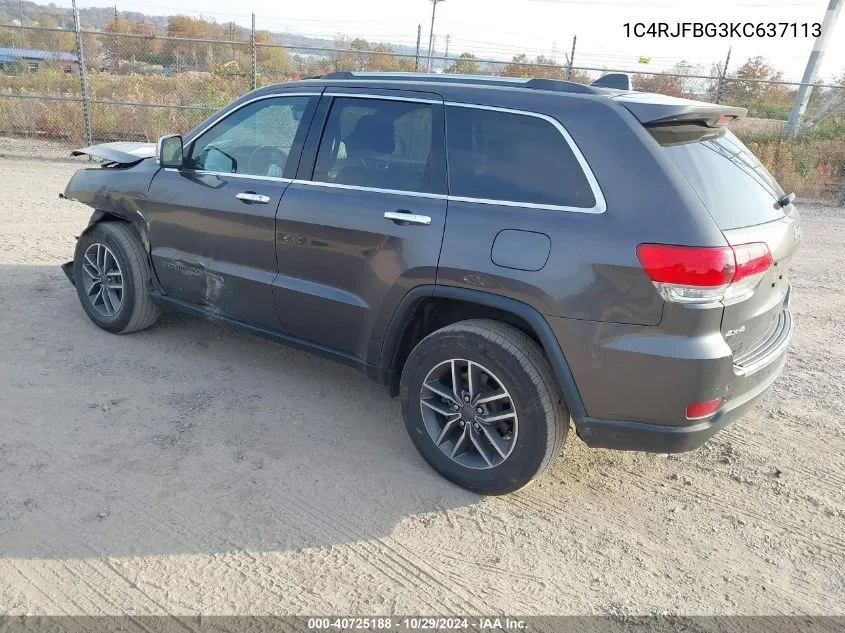 2019 Jeep Grand Cherokee Limited 4X4 VIN: 1C4RJFBG3KC637113 Lot: 40725188