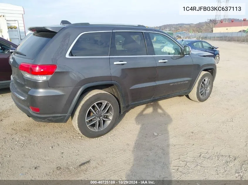 2019 Jeep Grand Cherokee Limited 4X4 VIN: 1C4RJFBG3KC637113 Lot: 40725188