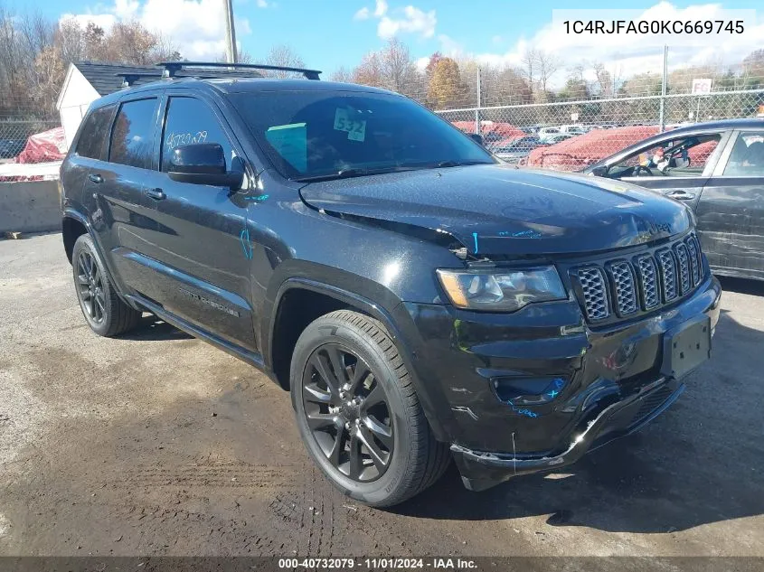 2019 Jeep Grand Cherokee Altitude 4X4 VIN: 1C4RJFAG0KC669745 Lot: 40732079