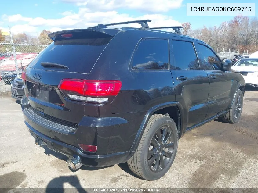 2019 Jeep Grand Cherokee Altitude 4X4 VIN: 1C4RJFAG0KC669745 Lot: 40732079