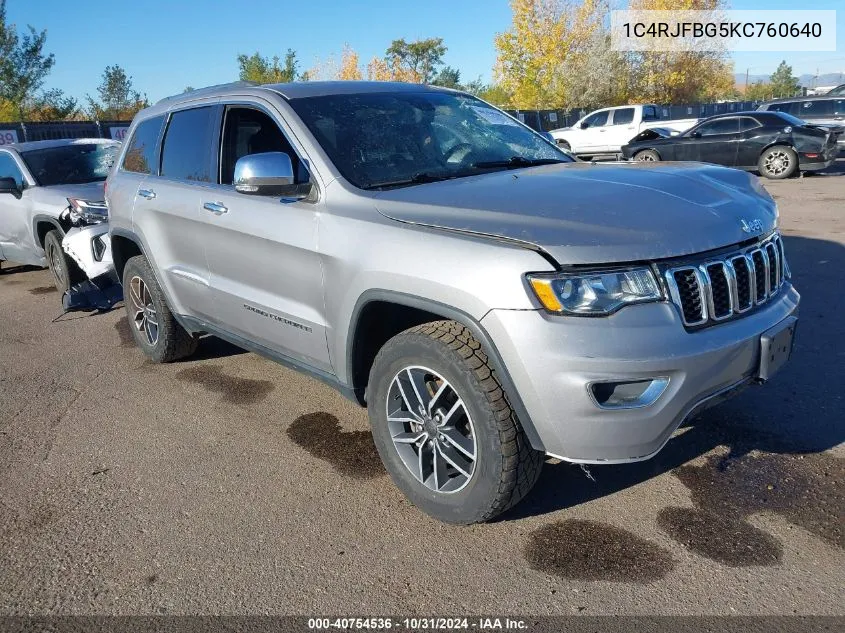 2019 Jeep Grand Cherokee Limited 4X4 VIN: 1C4RJFBG5KC760640 Lot: 40754536