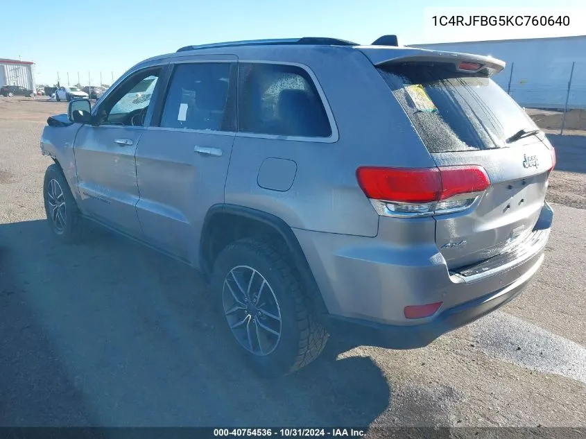 2019 Jeep Grand Cherokee Limited 4X4 VIN: 1C4RJFBG5KC760640 Lot: 40754536