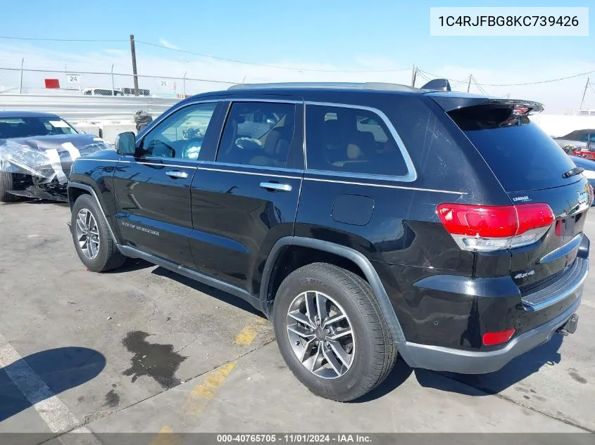 2019 Jeep Grand Cherokee Limited 4X4 VIN: 1C4RJFBG8KC739426 Lot: 40765705