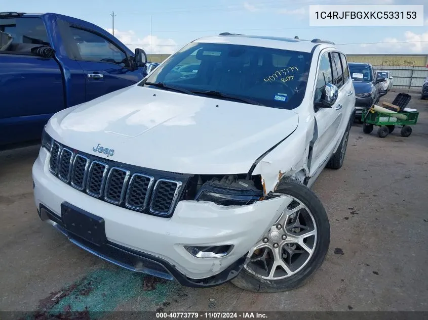 2019 Jeep Grand Cherokee Limited 4X4 VIN: 1C4RJFBGXKC533153 Lot: 40773779