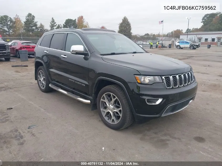 2019 Jeep Grand Cherokee Limited 4X4 VIN: 1C4RJFBG6KC759562 Lot: 40781132