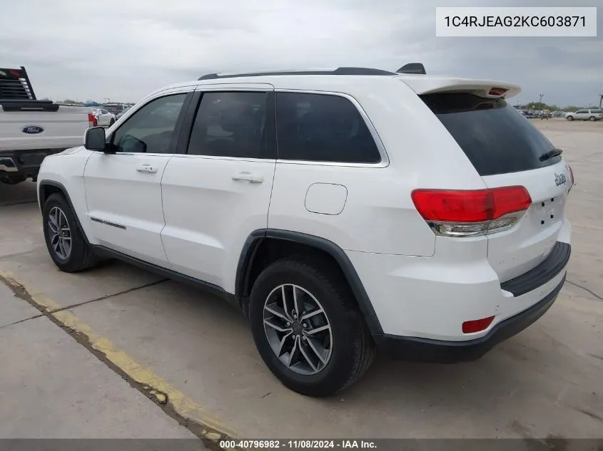 2019 Jeep Grand Cherokee Laredo E 4X2 VIN: 1C4RJEAG2KC603871 Lot: 40796982