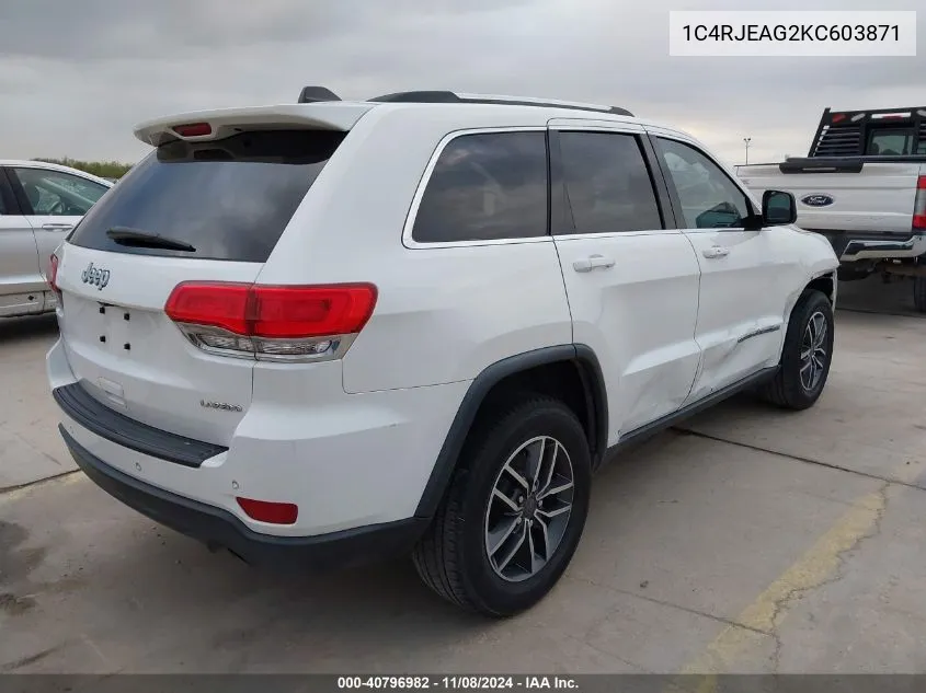 2019 Jeep Grand Cherokee Laredo E 4X2 VIN: 1C4RJEAG2KC603871 Lot: 40796982