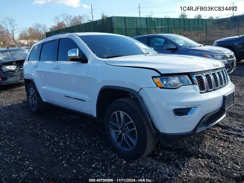 2019 Jeep Grand Cherokee Limited VIN: 1C4RJFBG3KC834492 Lot: 40798906