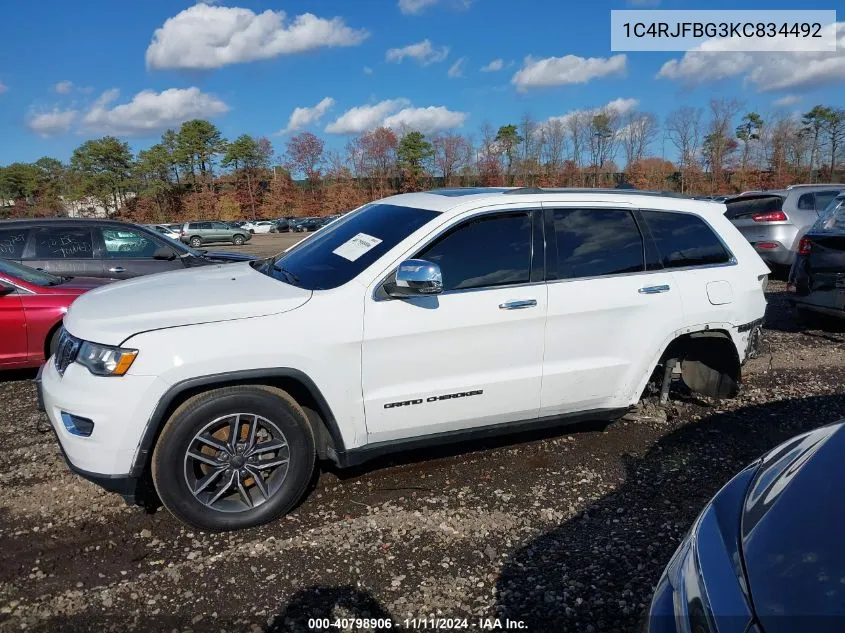 2019 Jeep Grand Cherokee Limited VIN: 1C4RJFBG3KC834492 Lot: 40798906