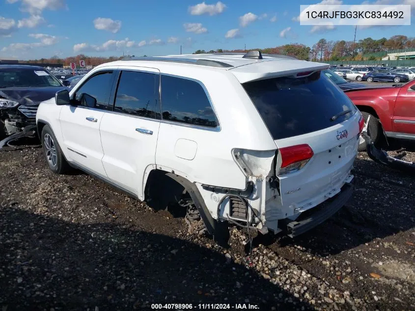 2019 Jeep Grand Cherokee Limited VIN: 1C4RJFBG3KC834492 Lot: 40798906