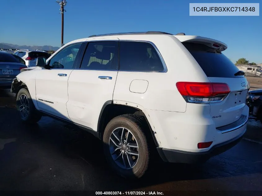 2019 Jeep Grand Cherokee Limited 4X4 VIN: 1C4RJFBGXKC714348 Lot: 40803074