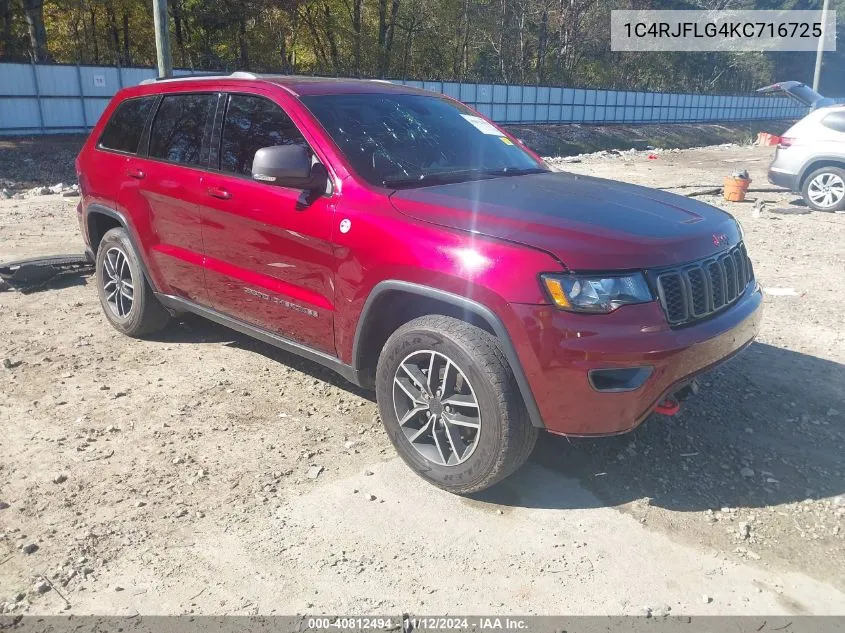 2019 Jeep Grand Cherokee Trailhawk 4X4 VIN: 1C4RJFLG4KC716725 Lot: 40812494