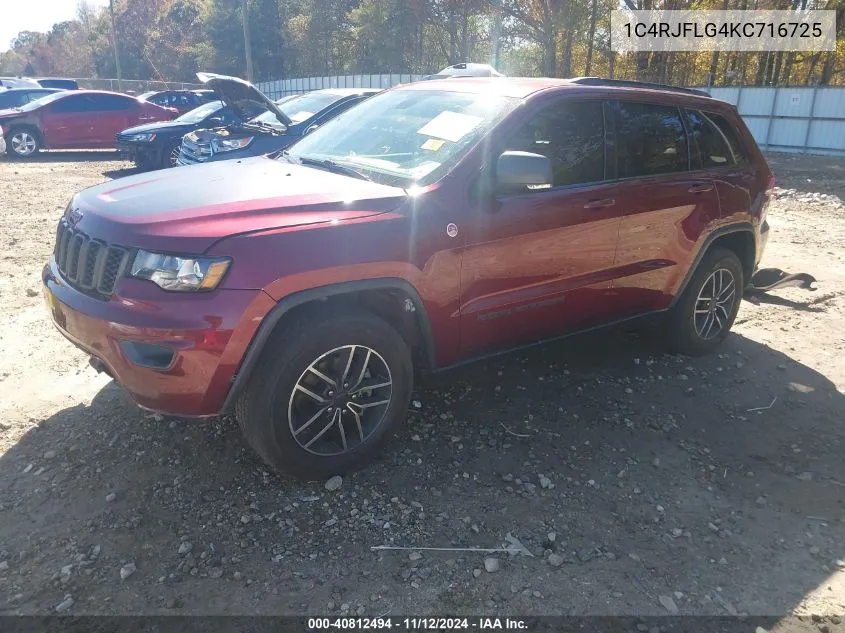 2019 Jeep Grand Cherokee Trailhawk 4X4 VIN: 1C4RJFLG4KC716725 Lot: 40812494