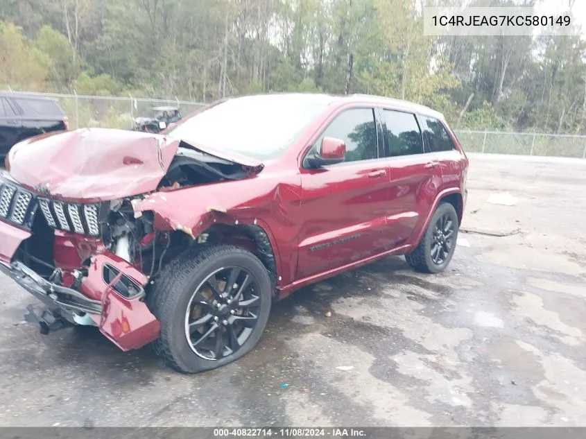 2019 Jeep Grand Cherokee Altitude 4X2 VIN: 1C4RJEAG7KC580149 Lot: 40822714