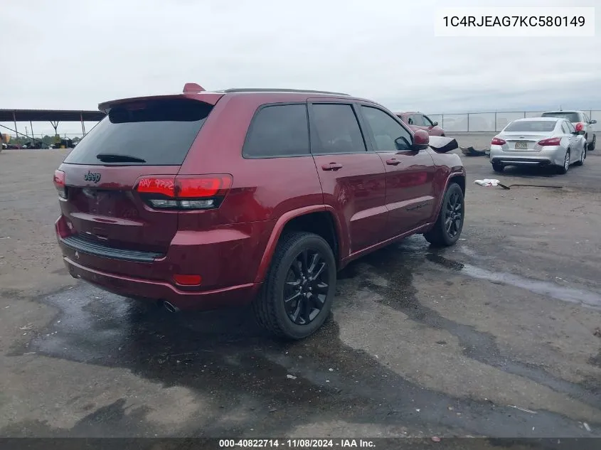 2019 Jeep Grand Cherokee Altitude 4X2 VIN: 1C4RJEAG7KC580149 Lot: 40822714