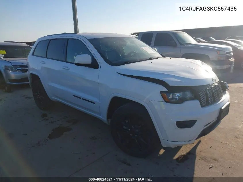 2019 Jeep Grand Cherokee Altitude 4X4 VIN: 1C4RJFAG3KC567436 Lot: 40824521