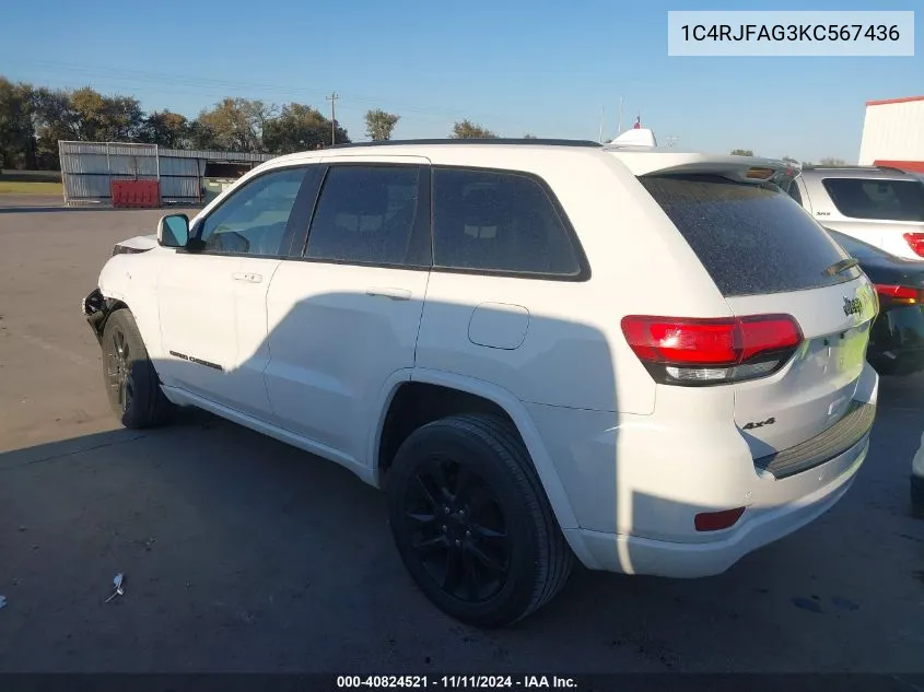 2019 Jeep Grand Cherokee Altitude 4X4 VIN: 1C4RJFAG3KC567436 Lot: 40824521