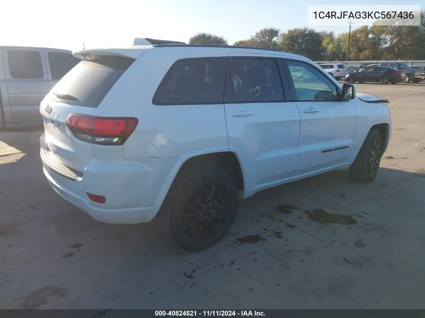 2019 Jeep Grand Cherokee Altitude 4X4 VIN: 1C4RJFAG3KC567436 Lot: 40824521