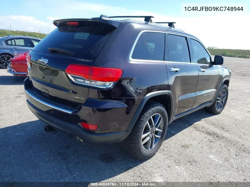 2019 Jeep Grand Cherokee Limited 4X4 VIN: 1C4RJFBG9KC748944 Lot: 40838794