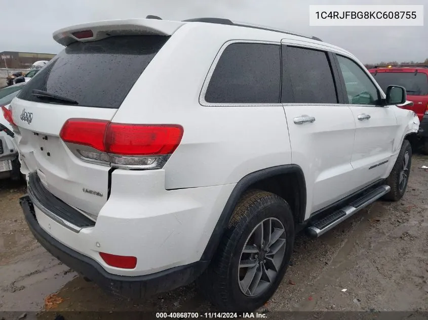 2019 Jeep Grand Cherokee Limited 4X4 VIN: 1C4RJFBG8KC608755 Lot: 40868700