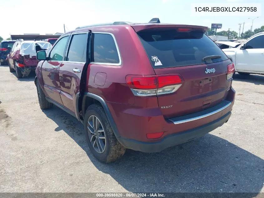 2020 Jeep Grand Cherokee Limited 4X2 VIN: 1C4RJEBGXLC427958 Lot: 39598820