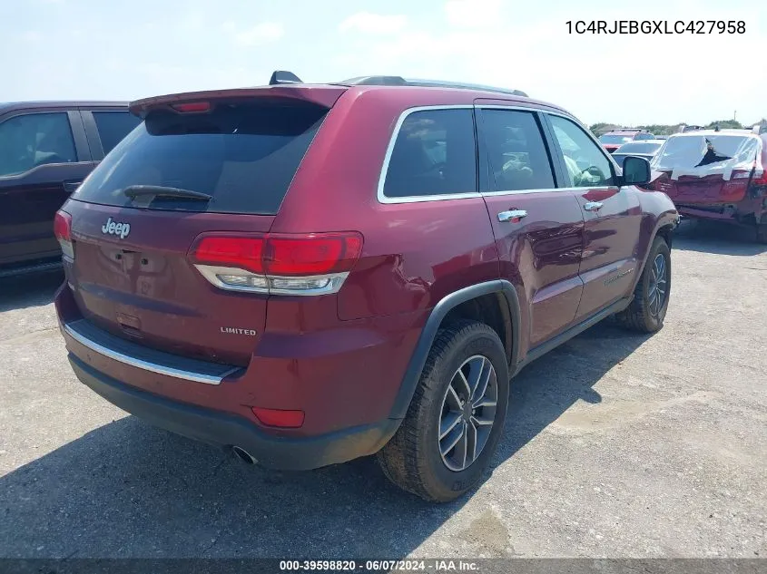 2020 Jeep Grand Cherokee Limited 4X2 VIN: 1C4RJEBGXLC427958 Lot: 39598820