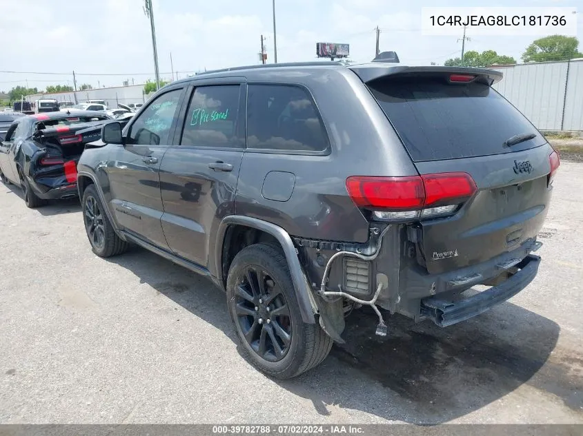 2020 Jeep Grand Cherokee Altitude 4X2 VIN: 1C4RJEAG8LC181736 Lot: 39782788