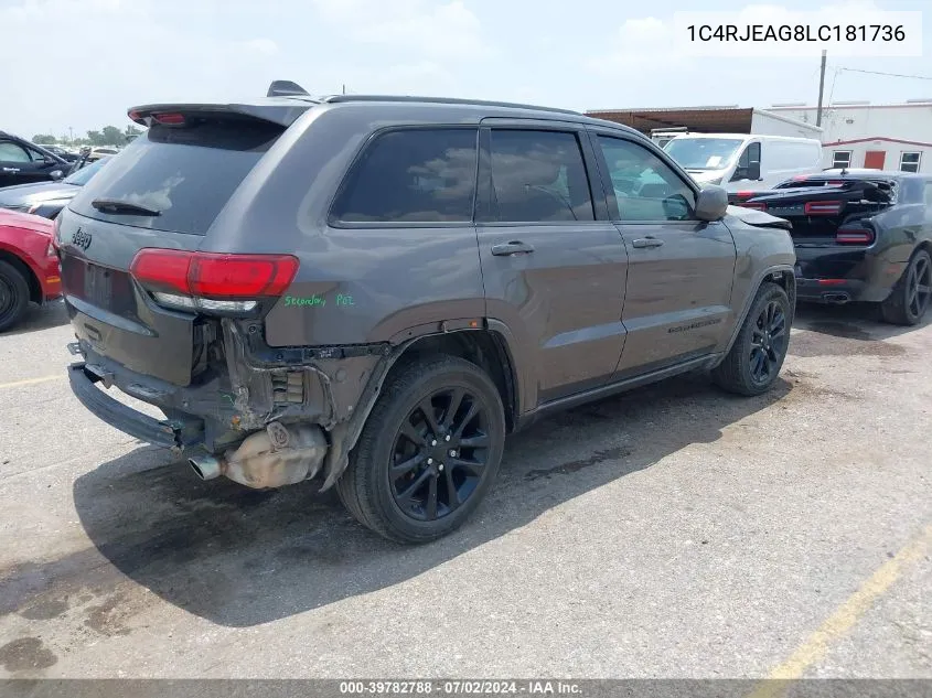 2020 Jeep Grand Cherokee Altitude 4X2 VIN: 1C4RJEAG8LC181736 Lot: 39782788