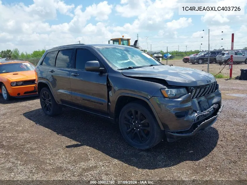 1C4RJEAGXLC403726 2020 Jeep Grand Cherokee Altitude 4X2