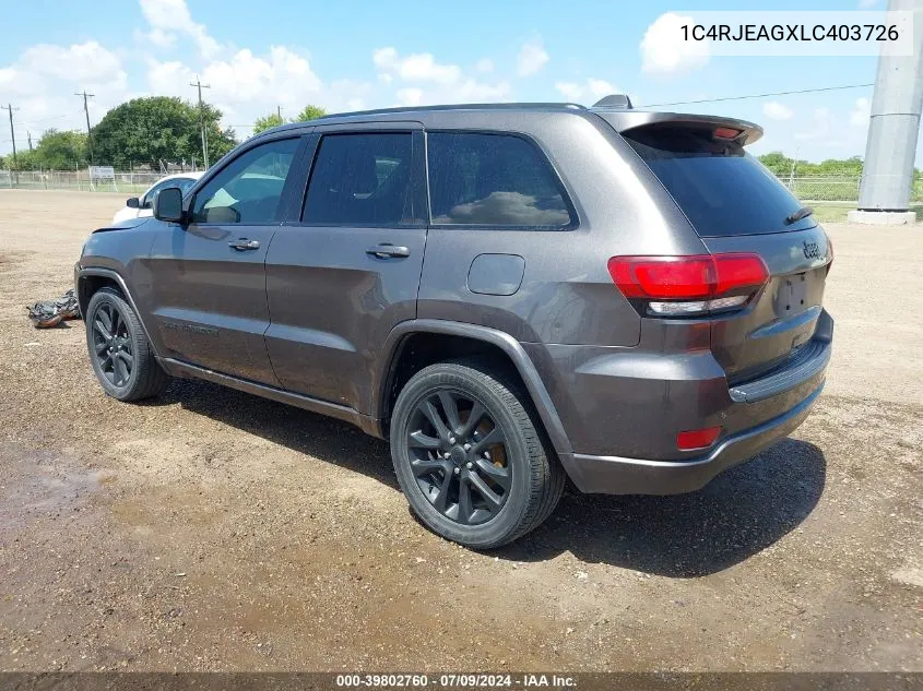 2020 Jeep Grand Cherokee Altitude 4X2 VIN: 1C4RJEAGXLC403726 Lot: 39802760