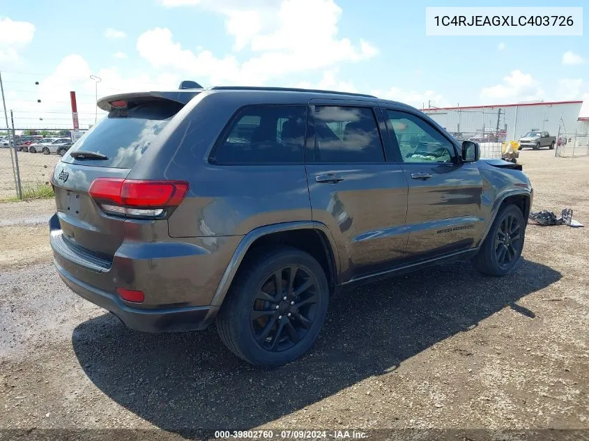 2020 Jeep Grand Cherokee Altitude 4X2 VIN: 1C4RJEAGXLC403726 Lot: 39802760