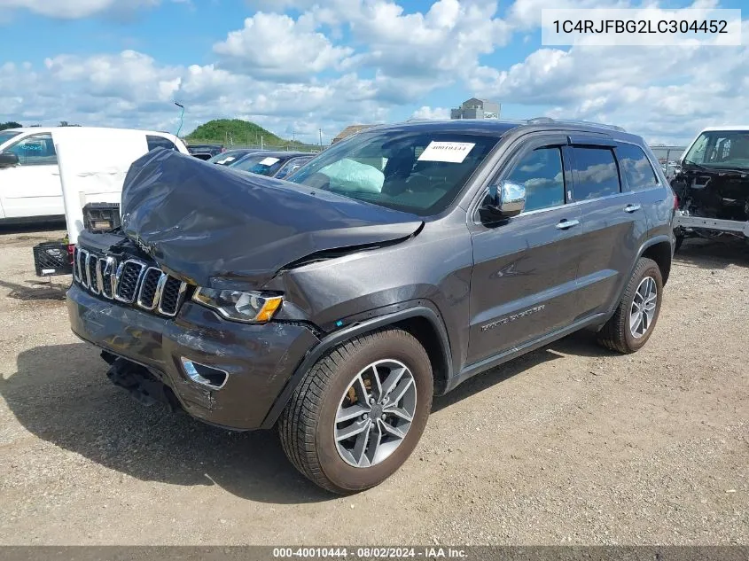 2020 Jeep Grand Cherokee Limited 4X4 VIN: 1C4RJFBG2LC304452 Lot: 40010444