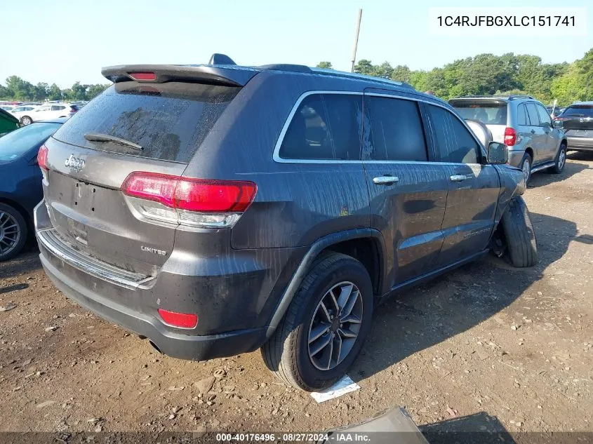 2020 Jeep Grand Cherokee Limited 4X4 VIN: 1C4RJFBGXLC151741 Lot: 40176496