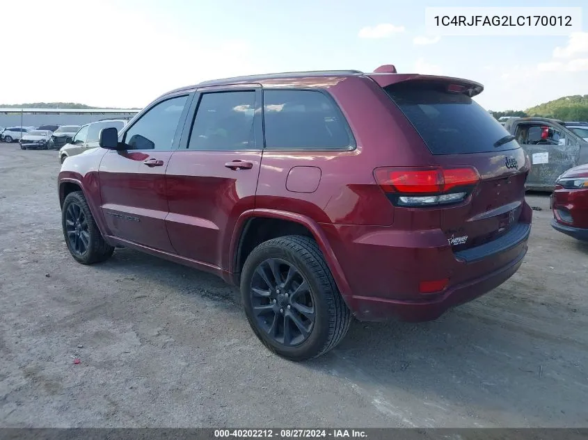 2020 Jeep Grand Cherokee Altitude 4X4 VIN: 1C4RJFAG2LC170012 Lot: 40202212