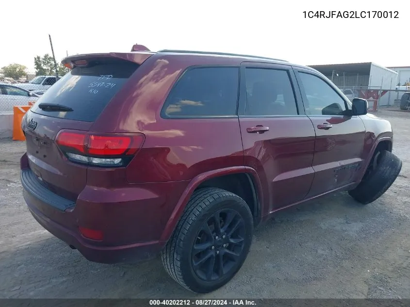 2020 Jeep Grand Cherokee Altitude 4X4 VIN: 1C4RJFAG2LC170012 Lot: 40202212