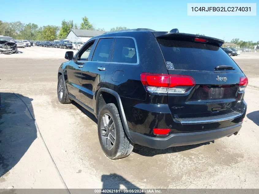 2020 Jeep Grand Cherokee Limited 4X4 VIN: 1C4RJFBG2LC274031 Lot: 40262181