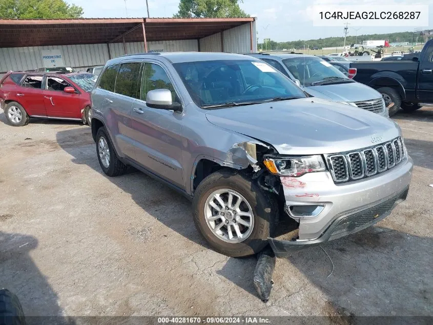 2020 Jeep Grand Cherokee Laredo 4X2 VIN: 1C4RJEAG2LC268287 Lot: 40281670