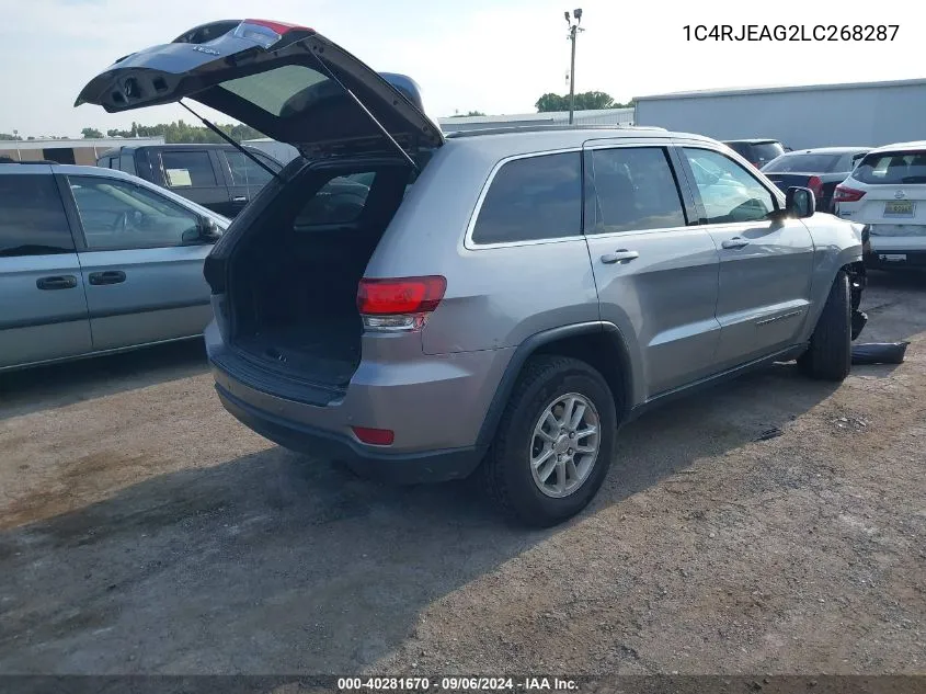 2020 Jeep Grand Cherokee Laredo 4X2 VIN: 1C4RJEAG2LC268287 Lot: 40281670